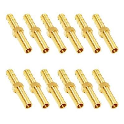 Brass Hose Barb Fitting Metals Splicer Mender, 1/4" Barb Hose Union Fuel Gas Water Air (Pack of 12)