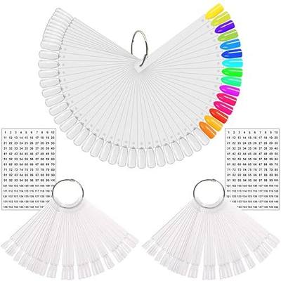 KINGMAS 150 Pcs Nail Swatches Sticks, Clear Nail Art Color Display | False Nail Tips Polish Practice Sticks with Ring (1~150 Number Posted)