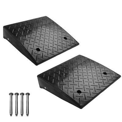 4.3 Inch Rise Solid Rubber Curb Ramps 15 Ton Load Capacity 2 Pack Kerb Ramp for RV Loading Dock Bike Mower Cart Garage Warehouse Sidewalk Driveway(4.3 X 16.9 X 19 Inch, 2 Pack-Curb Ramp)