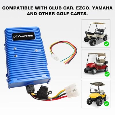 Roykaw Golf Cart Voltage Reducer Regulator,36 or 48V to 12V DC Converter,30A/350Watt, Universal Compatible with EZGO, Club Car, Yamaha and Most Golf Carts