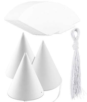 WEOXPR White Paper Party Hats for Birthday,Decorative Bulk Cone Hat for Adults Art DIY, Halloween Supplies(10/20/40/60)