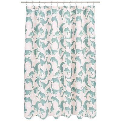 Amazon Basics Fun and Playful Jumping Dolphins Microfiber Bathroom Shower Curtain, 72 x 72 inch