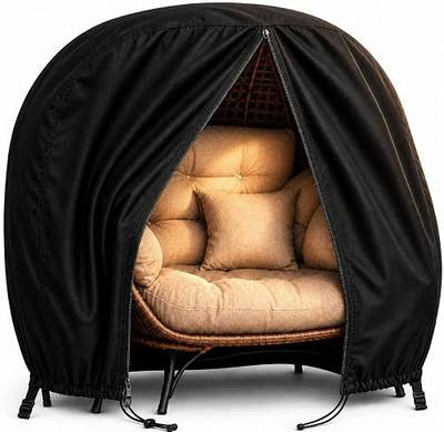 Double Egg Chair Cover Waterproof 420D Oxford Hanging Outdoor Furniture Covers for Patio Wicker Egg Swing Cocoon Chair, 91x80 Inches, Black