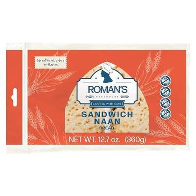 Roman's Bakehouse Naan Sandwich Square, 360g