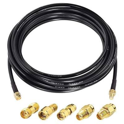 Superbat SMA Male to SMA Female Coaxial Coax Cable 25ft + 5pcs RF Coax Adapter KIT for Router/Antenna/Signal Enhancer/Wireless Adapter etc.