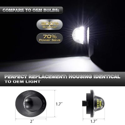 CZC AUTO LED License Plate Light 2 Pack Tag Light Lamp for Ford F150 F250 F350 F450 F550 Superduty Ranger Pickup Truck Explorer Bronco Excursion Expedition, 6500K White Super Bright