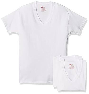 Hanes Men's Hanes Men's Tagless Stretch White V-Neck Undershirts, 3 Pack