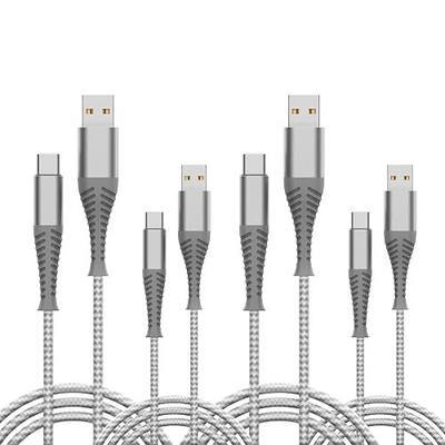 USB C Cable, 4 Pack (6.6x2/10x2FT) 3.6A Fast Charging, Charger Cable Compatible with Samsung Galaxy S21 S10 S9 S8 Plus, Note 20 10 9 8-Gray