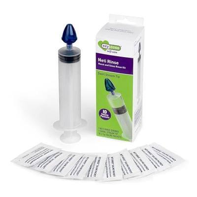 Ezy Dose Sinus & Allergy Relief Syringe, Nose Rinse Kit, 10 Saline Packets