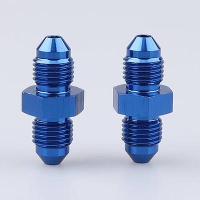 AC PERFORMANCE 3AN Male to Male Union Coupler Fitting Aluminum Blue 2PCS