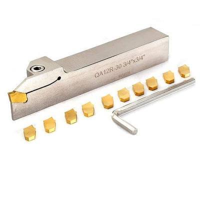 OSCARBIDE 3/4" QA12R-30 Lathe Grooving Parting Holder 10 Inserts Right-Hand | GTN-3/Q1403 Carbide Inserts | Nickel Plated | Heavy Duty | For Lathe Grooving & Parting | Durable & Precise Cut-Off