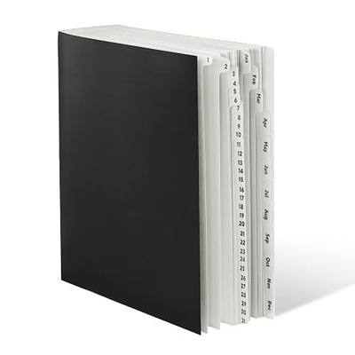 Amazon Basics Expandable Desktop File Sorter, Daily & Monthly Paper Organizer, Letter Size, Black