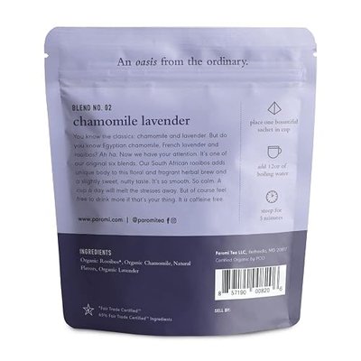 Paromi Chamomile Lavender Rooibos, Resealable Pouch, 15 Count