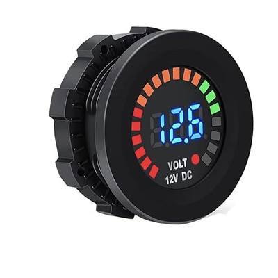 MGI SpeedWare 12vDC Voltmeter Gauge with Blue LED Digital Display (Short Body)
