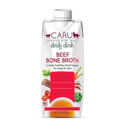 Caru - Daily Dish Beef Bone Broth - Meal Topper for Dogs & Cats - Supports Overall Pet Health - Pour-Over Broth for Wet/Dry Food - Human Grade Ingredients - Non-GMO - Made in USA - 17.6 oz - 1 Pack