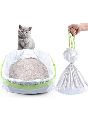 Litter Box Liners, 34 Count Jumbo Cat Litter Pan liners, Drawstring Litter Liner Bags For Litter Box, Easy Clean Up Thick Large Kitty Litter Liner XL, Eco Friendly Pet Cat Supplies(36" x 18")