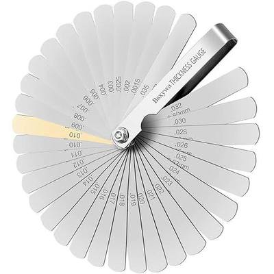 Feeler Gauge Set Steel Thickness Gauge 32 Blades, 0.04-0.88 mm (0.0015-0.035 Inch) Metric/Imperial, for Measuring Gap Width and Thickness for Guitar, Spark Plug, 3D Printer, Piston Measure.