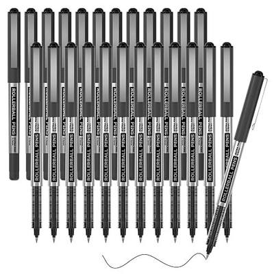 Shuttle Art RollerBall Pens, 25 Pack Black Fine Point Roller Ball Pens, 0.5mm Liquid Ink Pens for Writing Journaling Taking Notes School Office
