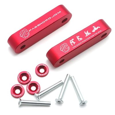 x xotic tech JDM Front Hood Vent Space Riser Spacer Modification Kit, Aluminum Alloy Billet Compatible with Honda Civic CRX, Acura Integra (Red)