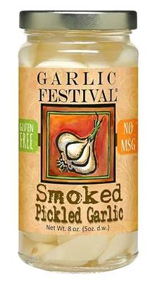 Garlic Festival Foods Smoked Pickled Garlic Cloves - Freshly Made, Subtly Infused, 8 oz Jar