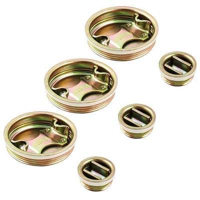 QWORK Steel Drum Bung Set, 2-3/4" Bung Cap Plugs with Plated Coating for 55 Gallon Barrel, 6 Pack