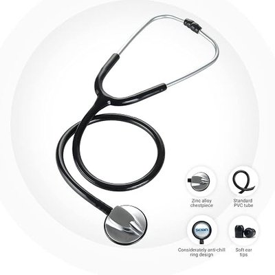 SCIAN Stethoscope for Nurse - Deluxe Single Head Stethoscope for Medical and Clinical Use, Perfect Work for Nurse Doctor Pediatric Infant (Black)