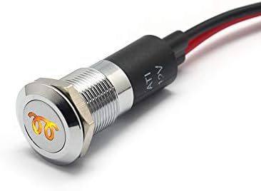 Alpinetech PL12MS 12mm 1/2" 12V LED Metal Signal Indicator Pilot Dash Light (Glow Plug Warning)