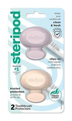 Steripod Clip-On Toothbrush Protector, Keeps Fresh and Clean, Fits Most Manual and Electric Toothbrushes, Pink and Blue, 2 Count (Pack of 1)