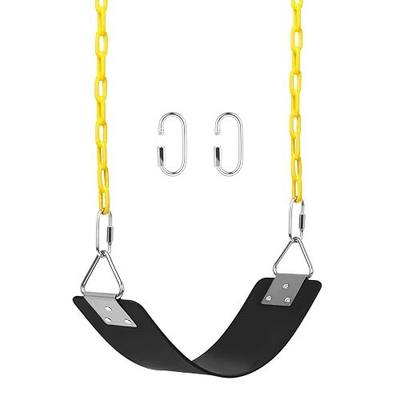AGPTEK Swing Set,Swing Seat Replacement with 66 Inch Anti-Rust Chains,250LB | Thermoplastic Coated, Swing Cushion Accessories Replacement, Snap Hooks,Outdoors, Playground,Jungle & Gym, Easy Install,Black