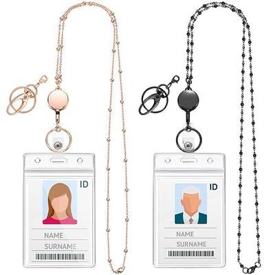 Blulu 2 Pcs Lanyards for ID Badges Necklace with Holder, Black, Rose Gold