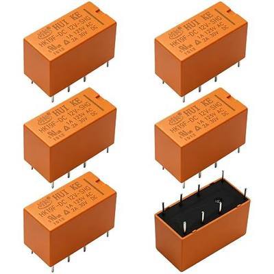 Tnisesm 6pcs Coil DPDT PCB Power Relay DC 12V 8 Pins Mini Power Relay HK19F-8P-12V