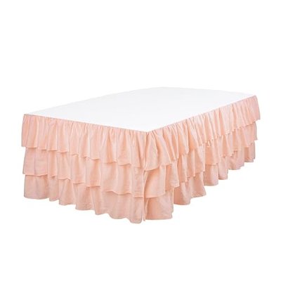 3 Tiered Ruffled Crib Skirt Baby Girl Nursery Bedding Dust Ruffle (3 Tiered Peach)…