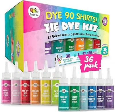 DOODLE HOG Tie Dye Kit for Kids & Adults - 36 Large Tye Dye Bottles with 12 Colors & Tie Dye Powder, Soda Ash, Gloves - Tie Dye Kits for Large Groups