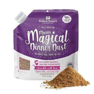 Stella & Chewy's Freeze-Dried Raw Cat & Kitten Food Topper - Magical Dinner Dust - Premium Wild-Caught Salmon & Cage-Free Chicken - Grain-Free, Protein-Rich - Perfect for Picky Eaters - 7 oz