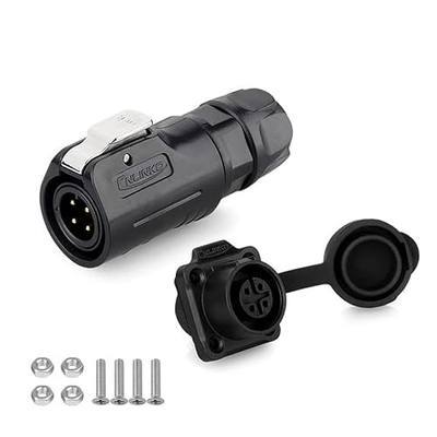CNLINKO M12 4Pin Waterproof Connector, PBT Plastic DC 12V Cable Panel Mount, Male Female Plug Mount for Medical (4 Pin)