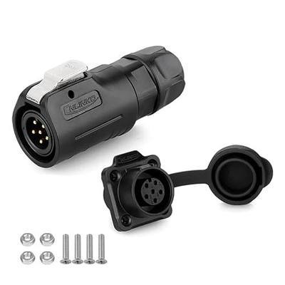 CNLINKO Gold-Plated 6 Pin Quick Electrical Plastic Circular IP68 Connector Male Female Plug Connector, M12 Electrical Male Female Plug Socket (6 Pin)
