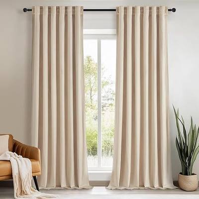 Topfinel Beige Velvet Curtains 84 Inches Long for Bedroom Back Tab Blackout Ivory Birch Neutral Boho Sour Cream Ecru White Drapes for Living Room 84 Inch Length 2 Panels,52x84,Beige