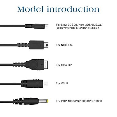 Xahpower 5 in 1 USB Charger Cable for Nintendo DS Lite, 3DS, DS and Gameboy Advance SP/PSP 1000/2000/3000