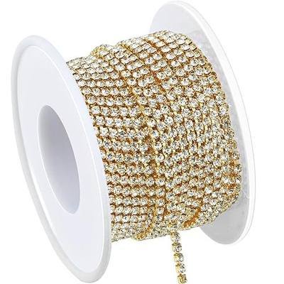 Dowarm Rhinestone Chain Roll - 10 Yards, Crystal Rhinestones, Close Chain, Sew On Trim (Gold, SS6 2MM)