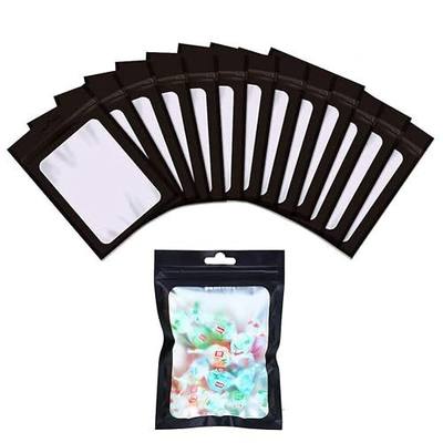 140 Pack Resealable Smell Proof Mylar Ziplock Foil Pouch Bag with Clear Window Packaging Pouch Bag for Food Self Sealing Storage ( Flat,Black,4x6 Inch)