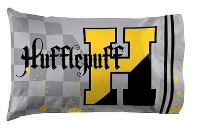 Harry Potter Hufflepuff Wizarding Kids Pillowcase Reversible, Yellow | 20 x 30 Inches, Official Product, Soft Microfiber, Double-Sided, Standard Size, Machine Washable, Kids Gift