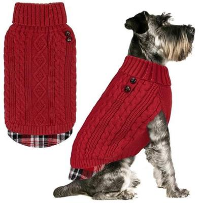KYEESE Dog Sweater Turtleneck Thick Knit Pullover for Cold Weather | Stretchy Fit, Lightweight & Warm, Cozy Knit Comfort, Classic Plaid Design, Gentle on Sensitive Skin, Comfortable Daily Wear