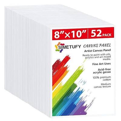 Simetufy Canvas Boards for Painting 52 Pack 8 x 10 Inch Blank Flat Canvas Panels 100% Cotton Pre-Primed for Acrylic & Oil Paint, Art Supplies for Kids & Adults | Blank 100% Cotton Pre-Primed for Acrylic & Oil, Art Supplies for Kids & Adults