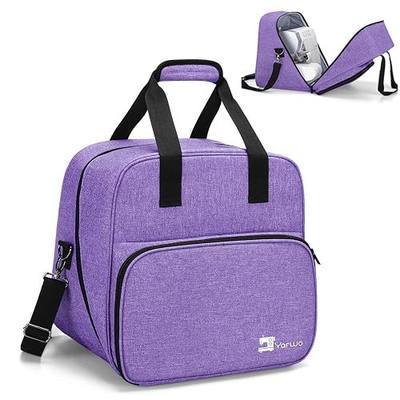 Yarwo Serger Machine Carrying Case for Universal Overlock Sewing Machine | Compatible with Singer/Brother/Janome Most Standard Serger, Removable Bottom Wooden Board, Shoulder Strap, Purple