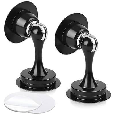 KOLAKO Door Stops, Magnetic Door Stoppers Catch Holder | Black 2 Pack Stainless Steel Wall Floor Mounted No Drilling Keep Door Open