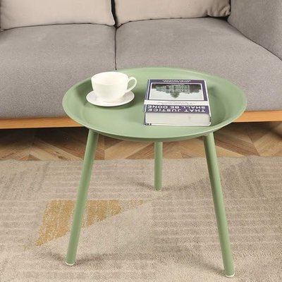 Round Side Table, Metal End Table, Small Coffee Tables for Living Room, Nightstand, Accent Tables, Side Table for Small Spaces,Green.