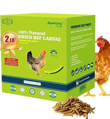 Amzey Dried Black Soldier Fly Larva/Dried Mealworms -2 LBS- 100% Natural BSF Larvae - 85XMore Calcium Than Mealworms - High Calcium Treats for Chickens, Birds, Reptiles, Hedgehog, Geckos, Turtles