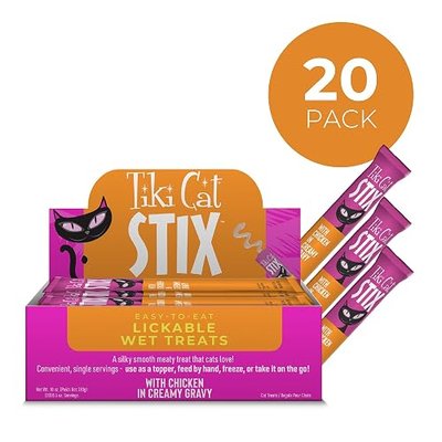 Tiki Cat Stix Wet Cat Treats, Chicken, 10 oz Box (20 Count)