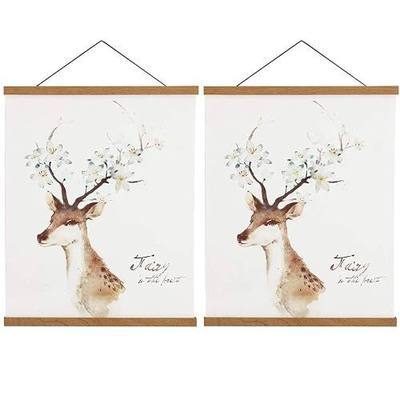 2 Pack Magnetic Poster Hanger Frame, 18x24 18x12 18x28 Light Wood Wooden Magnet Canvas Artwork Print Dowel Poster Hangers Frames Hanging Kit (Teak Wood, 18", 2 Packs)