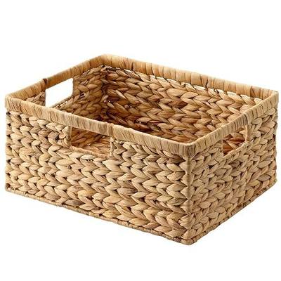 StorageWorks Extra Large Wicker Baskets for Organizing, Water Hyacinth Storage Basket with Built-in Handles, 1 Pack
